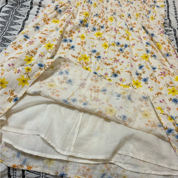 Fit and Flare Tie-Strap Linen Blend Floral Mini Dress - Picture 6 of 6